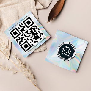 Custom Logo and QR Code DIY Holographic Square Business Card