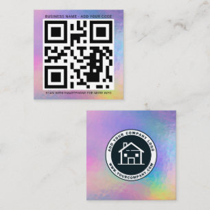 Custom Logo and QR Code DIY Holographic Square Square Business Card