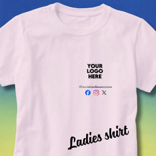 Custom Logo and Social Media Business T-Shirt