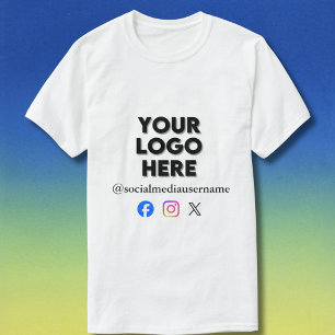 *Custom Logo and Social Media Business T-Shirt
