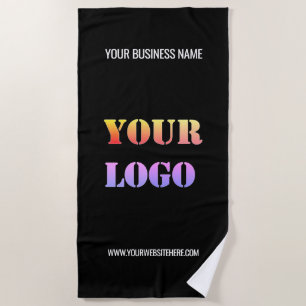 Custom Logo and Text Beach Towel - Choose Colours