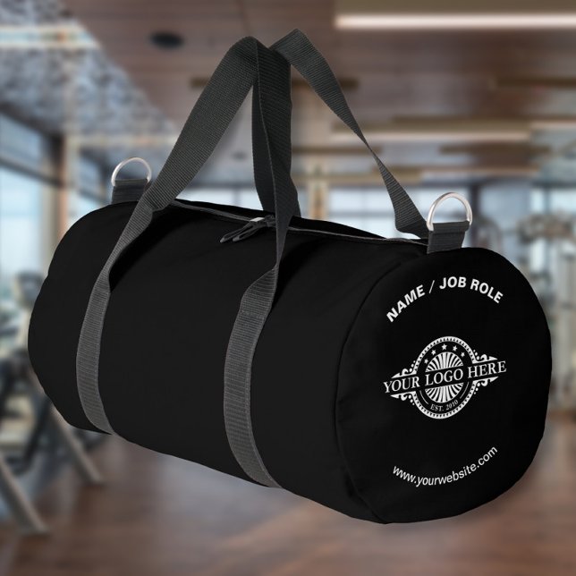 Custom Logo and Text Black Gym Duffle Bag (Creator Uploaded)