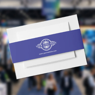 Custom Logo and Text Blue Invitation Belly Band