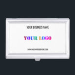 Custom Logo and Text Business Card Case Template<br><div class="desc">Custom Colours and Fonts - Design Your Own Personalised Business Card Cases with Your Company Logo and Name Website or Custom Text Promotional Business Business Card Case Gift - Add Your Logo - Image or QR Code - Photo / Name - Company / Website / or E-amil / Phone /...</div>