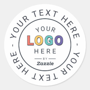 Custom Logo and Text Business Classic Round Sticker