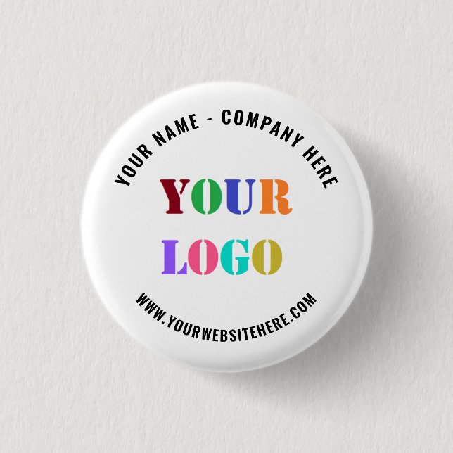 Custom Logo and Text Business Promotional Button (Front)
