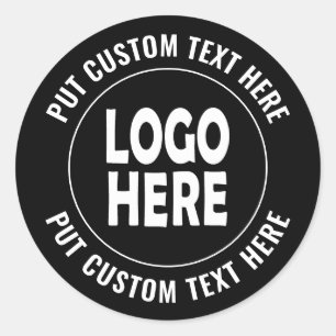 Custom logo and text business promotional classic  classic round sticker