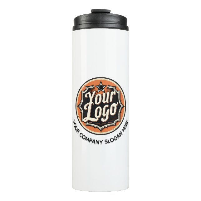 Custom Logo and Text Business Thermal Tumbler (Front)