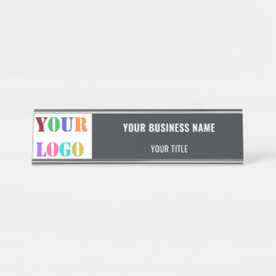 Custom Logo and Text Desk Name Plate - Your Colos