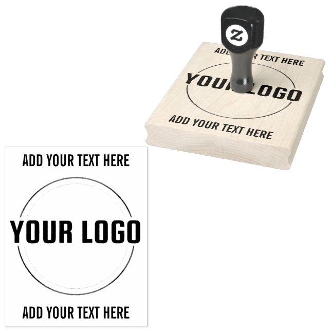 Custom Logo and Text Large Square Rubber Stamp (Stamped)