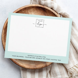 Custom logo and text light aqua blue border modern card