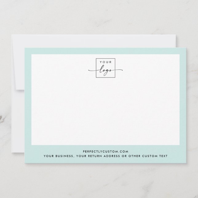 Custom logo and text light aqua blue border modern card (Front)