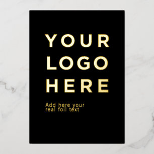 Custom logo and text modern foil invitation card