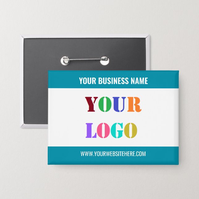 Custom Logo and Text Name Business Button Template (Front/Back)