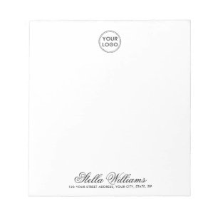 Custom logo and text name company address notepad