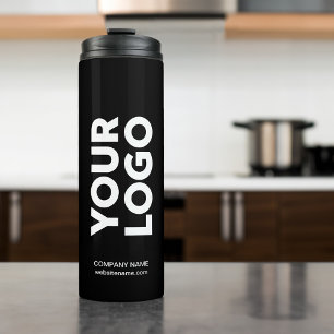 Custom Logo and Text on Black Thermal Tumbler