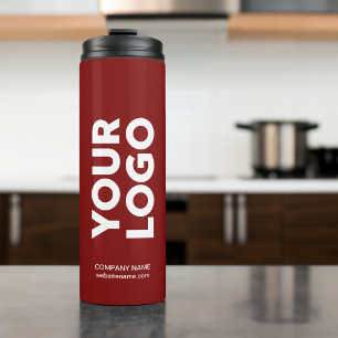 Custom Logo and Text on Dark Red Thermal Tumbler