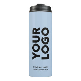 Custom Logo and Text on Light Blue Thermal Tumbler