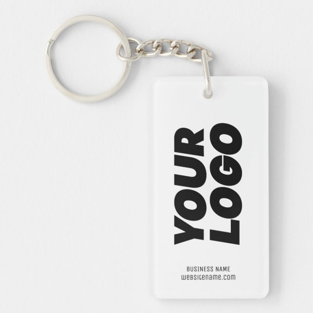 Custom Logo and Text on White Key Ring (Front)