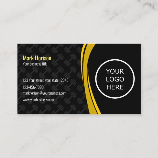 Custom logo and text Personal Trainer Business Card (Front)