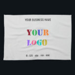 Custom Logo and Text Personalised Kitchen Towel<br><div class="desc">Custom Colours and Font - Your Logo and Text Promotional Business Personalised - Add Your Logo - Image / Text - Contact Information - Phone or E-mail / Website - Resize and move or remove / add elements - image / text with Customisation tool. Choose / add your favourite background...</div>