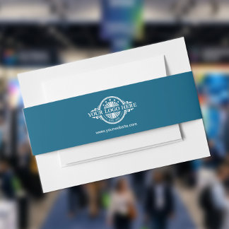 Custom Logo and Text Teal Invitation Belly Band