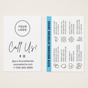Custom Logo Any Colour Teeth Whitening Care Card