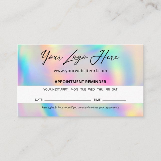 Custom Logo Appointment Reminder Card - Rainbow (Front)
