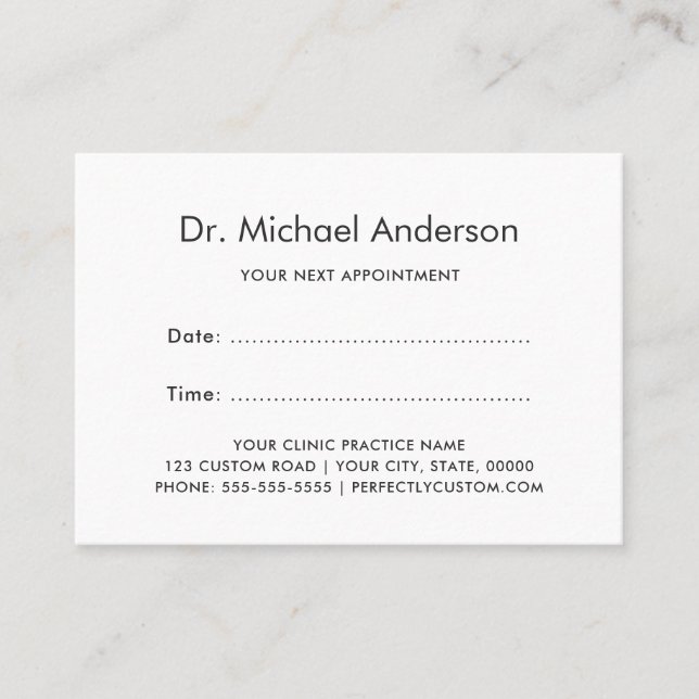 Custom logo appointment reminder cards (Front)