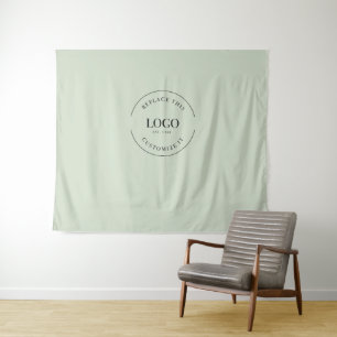 Custom Logo backdrop Company branding Green Tapestry