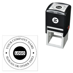 Custom Logo Badge   Minimal Black & White Self-inking Stamp
