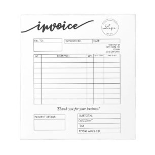 Custom Logo Bakery Invoice Small Business Notepad