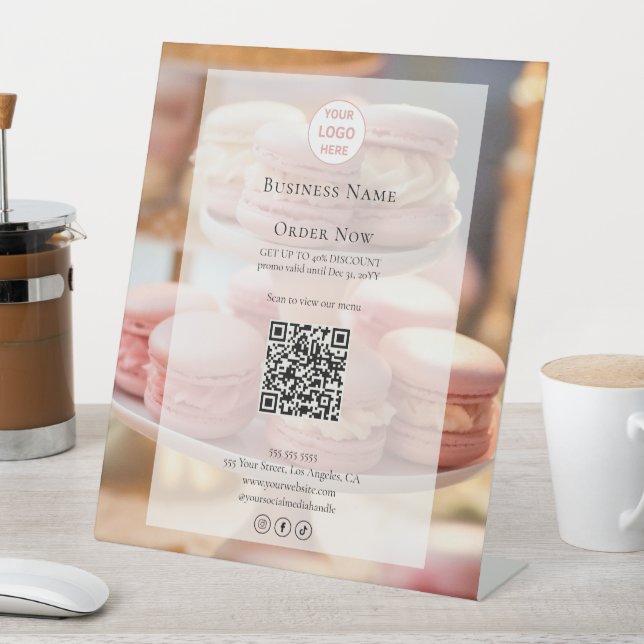 Custom Logo Bakery Photo QR Code Pedestal Sign (In SItu)
