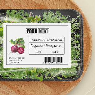 Custom Logo & Barcode Beet Microgreens Food Label