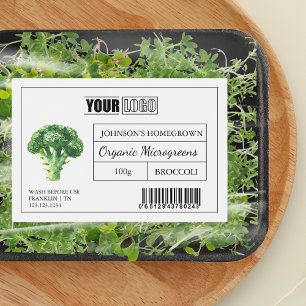 Custom Logo & Barcode Broccoli Microgreens Food Label
