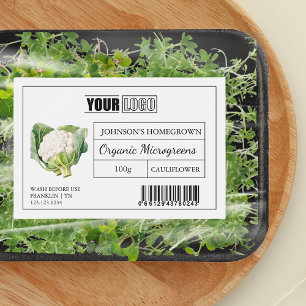 Custom Logo & Barcode Cauliflower Microgreens Food Label