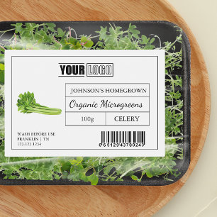 Custom Logo & Barcode Celery Microgreens Food Label