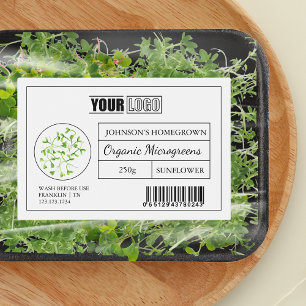 Custom Logo & Barcode Fresh Organic Microgreens Food Label