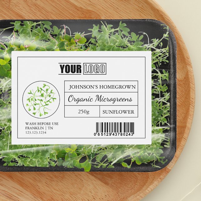 Custom Logo & Barcode Fresh Organic Microgreens Food Label (Creator Uploaded)