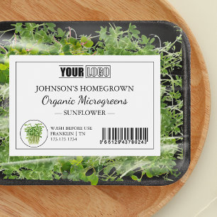 Custom Logo & Barcode Fresh Organic Microgreens Food Label