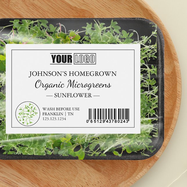 Custom Logo & Barcode Fresh Organic Microgreens Food Label (Creator Uploaded)