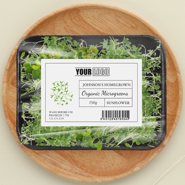 Custom Logo & Barcode Fresh Organic Microgreens Food Label (Creator Uploaded)