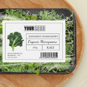 Custom Logo & Barcode Kale Microgreens Food Label