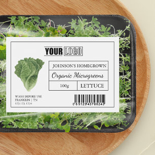 Custom Logo & Barcode Lettuce Microgreens Food Label