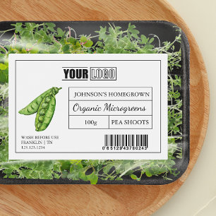 Custom Logo & Barcode Pea Shoot Microgreens Food Label