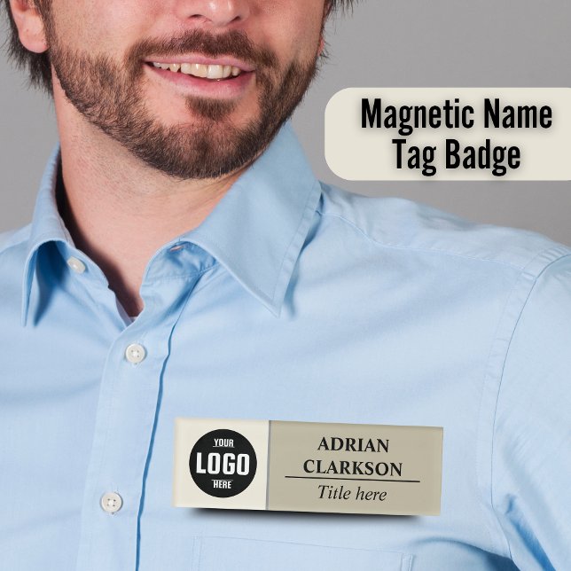 Custom Logo Beige Magnetic Name Tag Badge (Custom Logo Beige Magnetic Name Tag Badge)