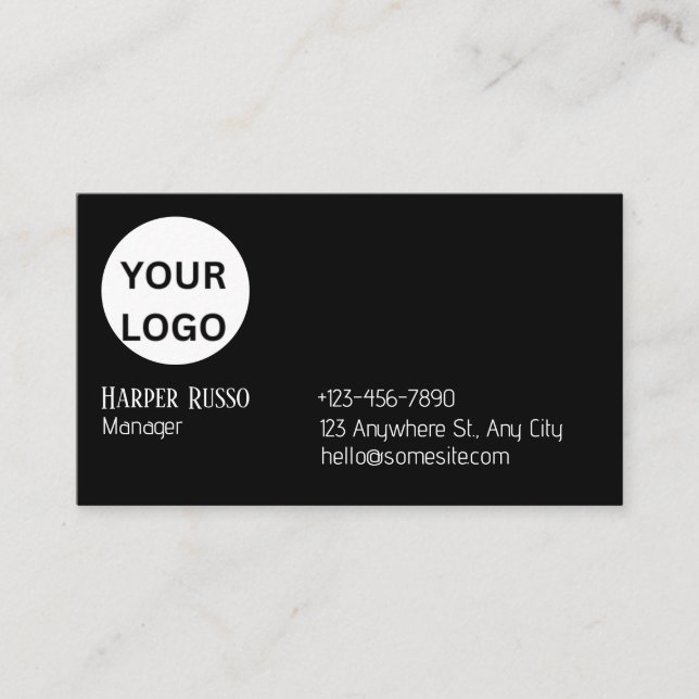 Custom logo black business card (Front)