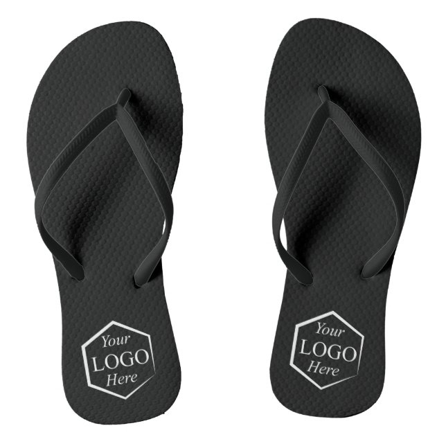 Custom Logo Black Business Employee Company Staff Jandals (Footbed)