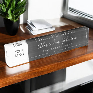 Custom Logo Black Elegant Professional Nameplate