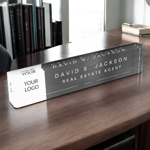 Custom Logo Black Metallic Professional Nameplate